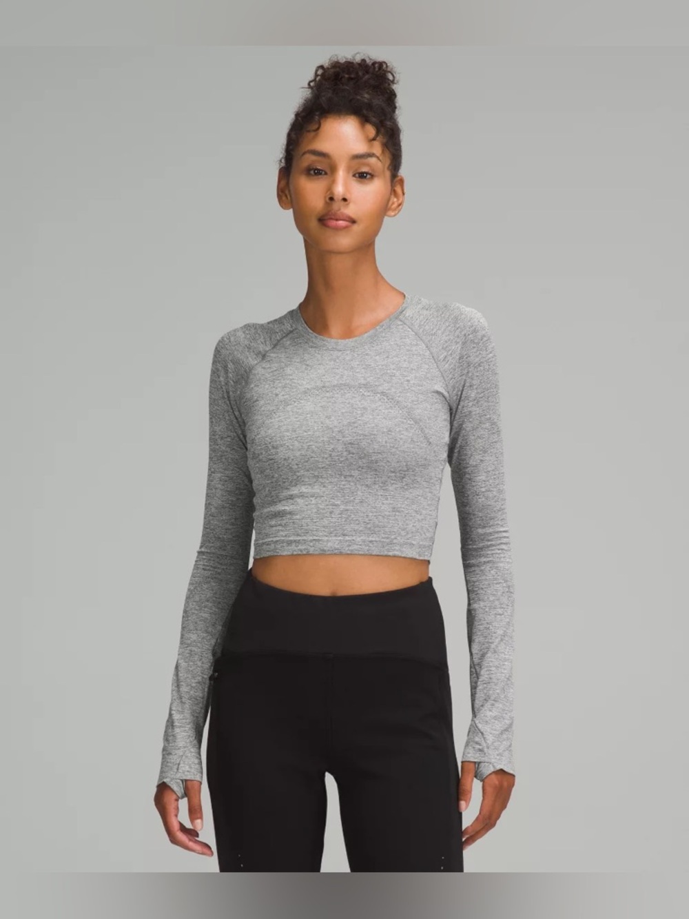 Lululemon swiftly tech  Cropped Active Top in Light Gray